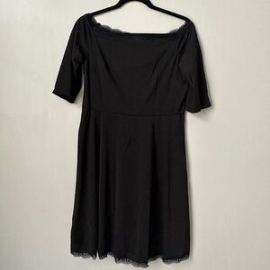 Black Mini Dress Womens Large Lace Long Sleeve Spring Cocktail Goth Academia NWT